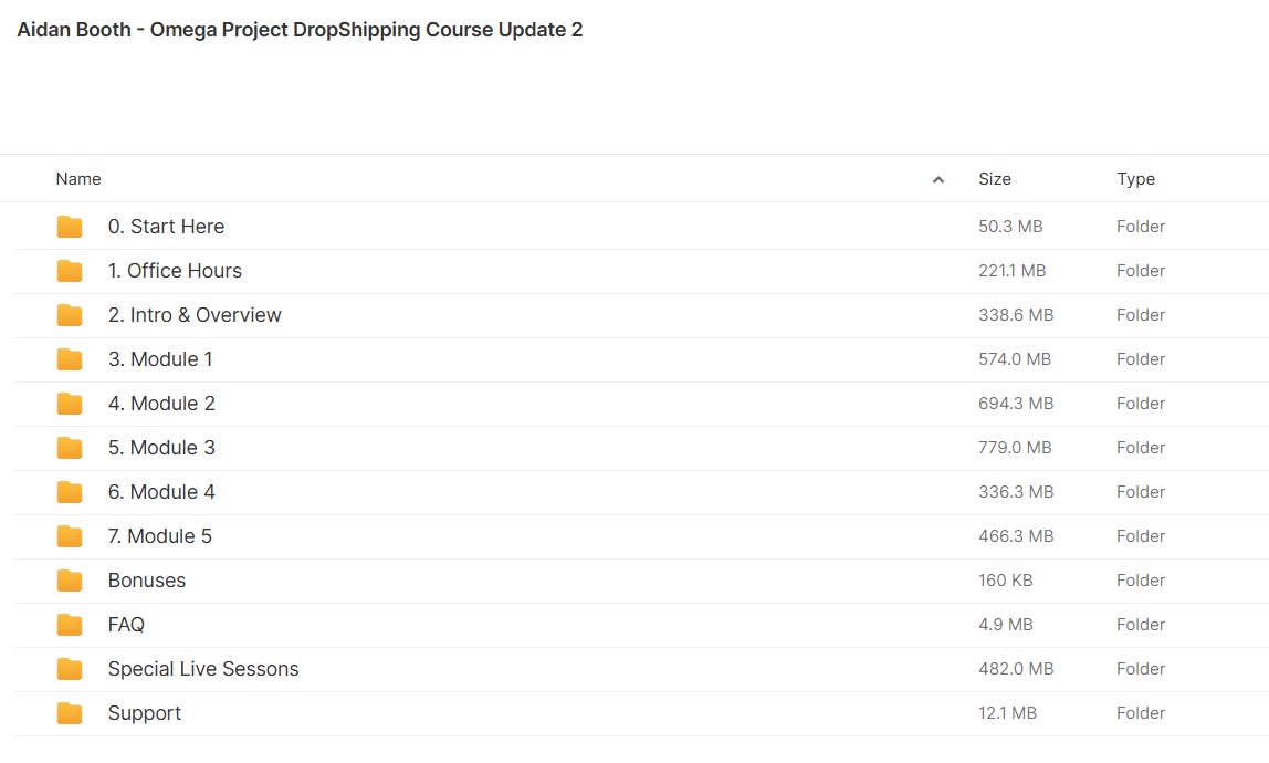 Aidan Booth – Omega Project DropShipping Course Update 2